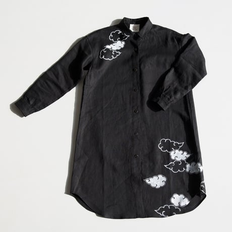リネン・ロングシャツ黒　＜雲＞