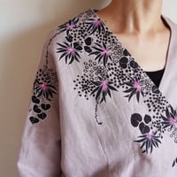 リネン・羽織り　くすみピンク　＜海中植物＞