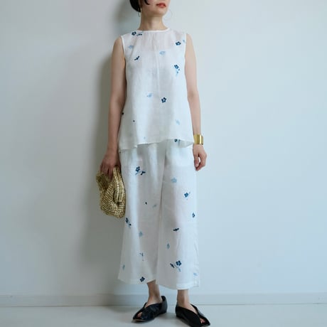 ノースリーブブラウス 藍色梅 | akkaの手描き服