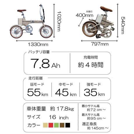 型式認定取得 tabico mini モバイルバッテリーにもなる折りたたみ電動アシスト自転車 16インチ ミニベロ USBポート スマホ充電 eBike タビコミニ メーカー直送品