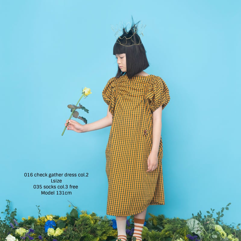 folk made 22SS 】check gather dress “ ワンピース ”
