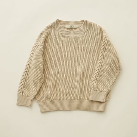 【 eLfinFolk 20AW 】moss stitch sweater（elf-191K13）"セーター” /  ivory