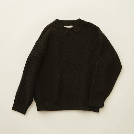【 eLfinFolk 20AW 】moss stitch sweater（elf-191K13）”セーター” /  black