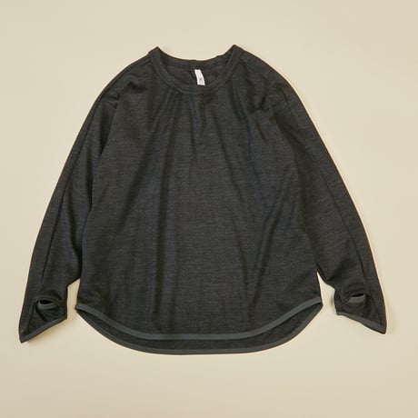 【 MOUN TEN. 21AW 】washable wool longsleeve "ロングTシャツ" / チャコール / 0（150-160)