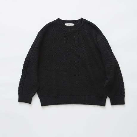 【 eLfinFolk 2019AW 】elf-191K57continuation moss stitch sweater / black / 大人