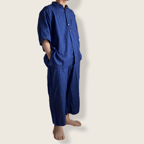 【 UNIONINI 21SS 】PT-065 linen big pants  " パンツ "  / blue / 大人サイズ