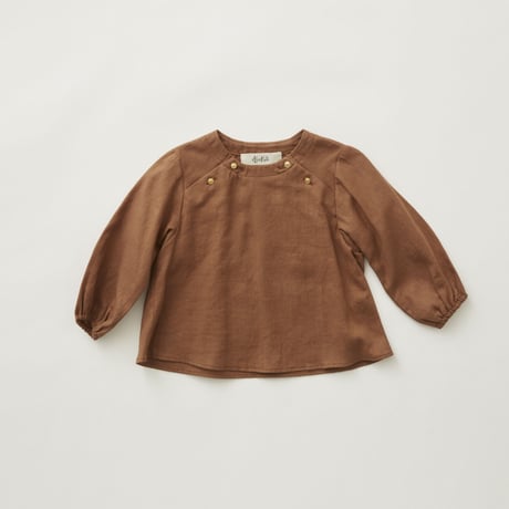 【 eLfinFolk 21AW 】 C/L washer baby blouse（elf-212F39） “ブラウス" / brown / 90-100cm