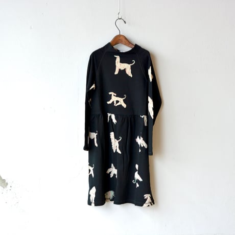 【 folk made 20AW 】afghan hound jersey dress [F20AW-006] ” ワンピース ” / black print / LL（140-155）