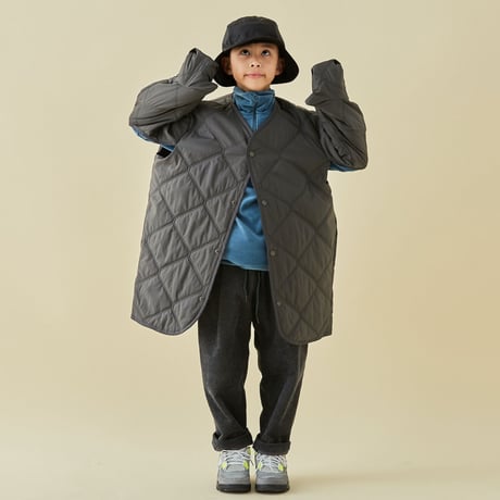 【 MOUN TEN. 21AW 】quilt mitten coat "コート" / チャコール / 110-140cm
