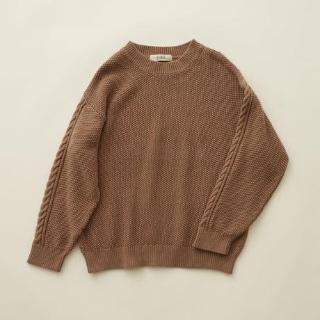 【 eLfinFolk 20AW 】moss stitch sweater（elf-191K13）"セーター”/  cocoa