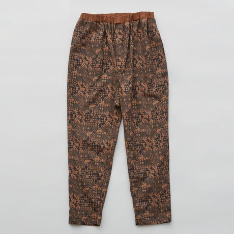 【 eLfinFolk 22SS 】Folk art print pants（elf-221F53）"パンツ” / brown / レディース