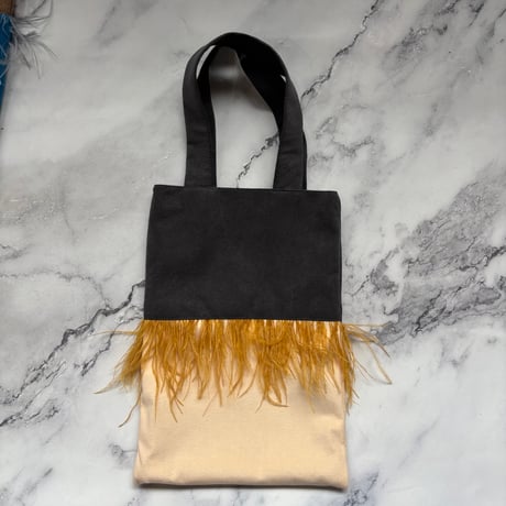 feather mini tote bag (pale pink × gold)