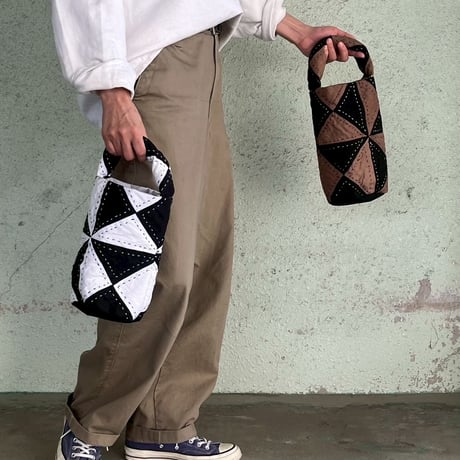 Khanta quilt patchwork bag (white/black)