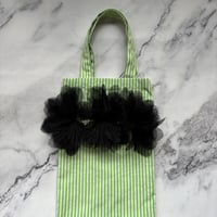 flower mini tote bag(green × black flower)