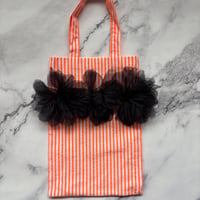 flower mini tote bag(orenge × black flower)