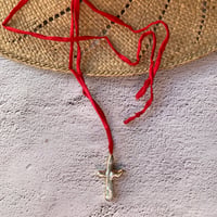 Silk code choker (pearl cross×red）
