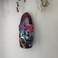 Silk velvet ikat patchwork bag (red base)