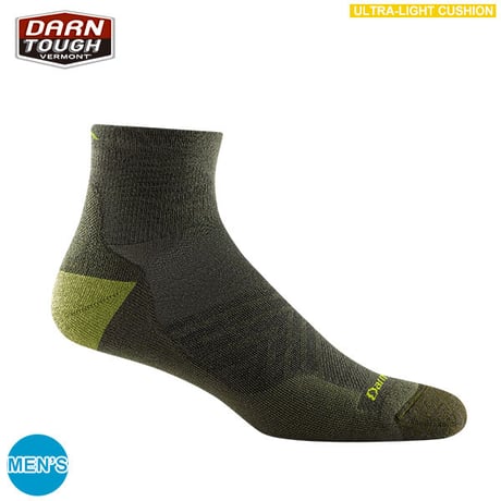 1040 Men's 1/4 Sock Ultra-Lightweight with Cushion Run Sock（DARN TOUGH)
