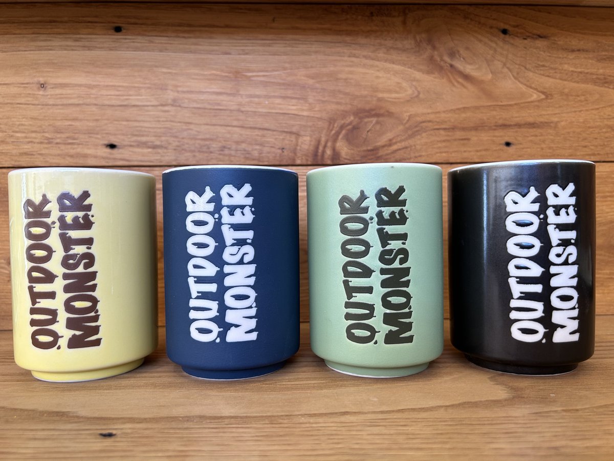 【即完売品】OUTDOOR MONSTER アウトドアモンスター Tea Pot エンボス湯呑み 縦ロゴOUTDOOR MONSTER CTマーク | アウトドア