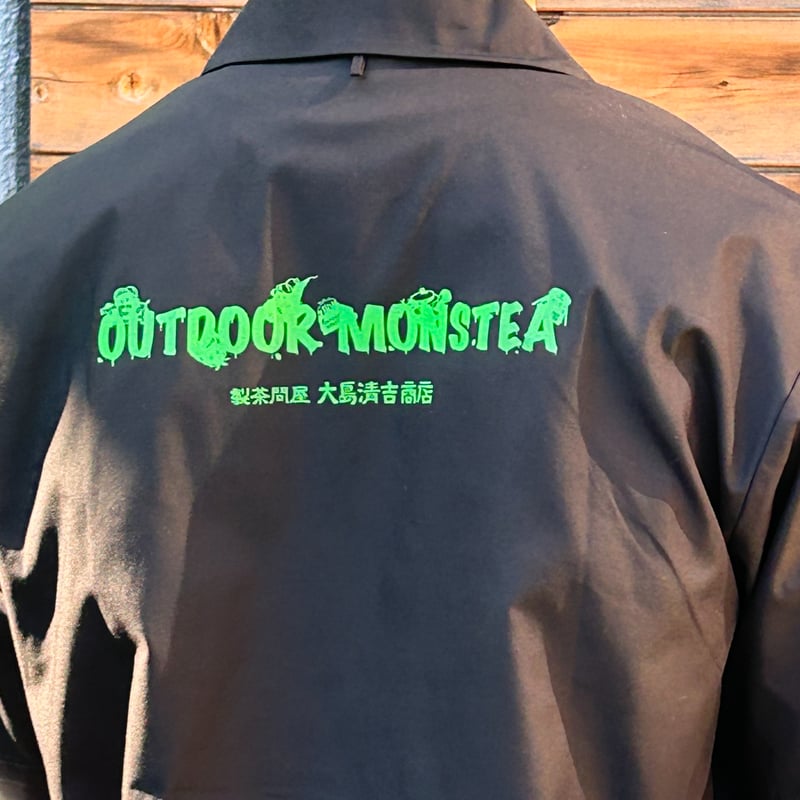 <新品未使用>アパルトモン　ブラック/半袖シャツ OUTDOORMONSTERブラック半袖シャツ | アウトドアモンスターTEABOY 製茶