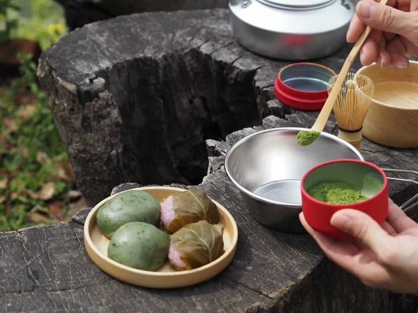 茶道　野点セット 茶器/茶道具 野点籠（野立籠）/野点セット（野立セット）】 小袖