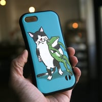 グリップiPhoneケース　なかよし？（マリンブルー）