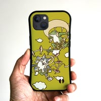 グリップiPhoneケース　風神雷神（マスタード）