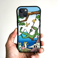 グリップiPhoneケース　カエルがブランコ