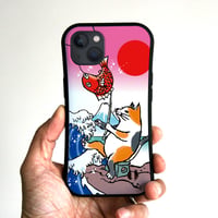 グリップiPhoneケース　猫が釣り