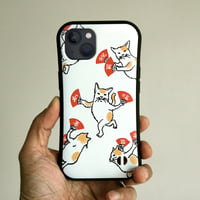 グリップiPhoneケース　福ねこ（ホワイト）