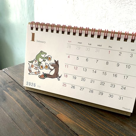 2026　猫とカエルの卓上カレンダー