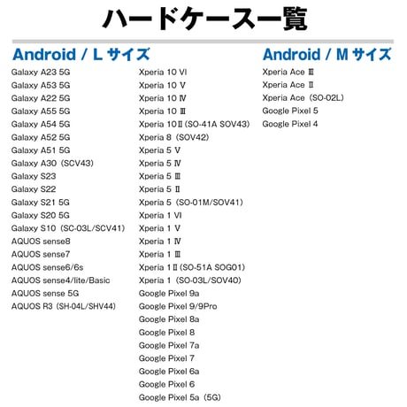 ハードタイプ　スマホケース　詳細・注意事項