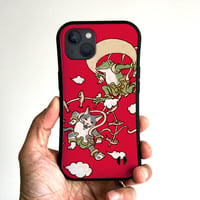グリップiPhoneケース　風神雷神（レッド）