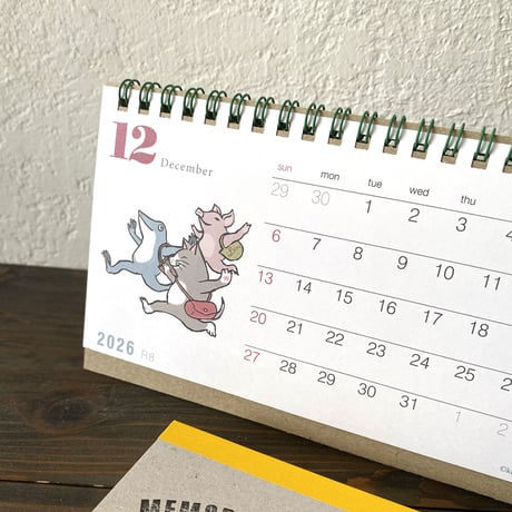 2026　猫とカエルの卓上カレンダー
