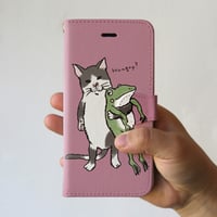 スマホケース　なかよし？（ピンクグレー）