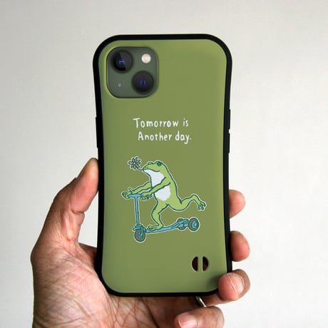 グリップiPhoneケース　カエルコースター（オリーブ）