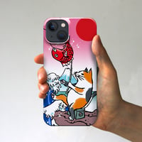 スマホケース　浮世絵（釣り猫）
