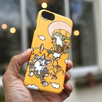 スマホケース　風神雷神（ゴールドイエロー）