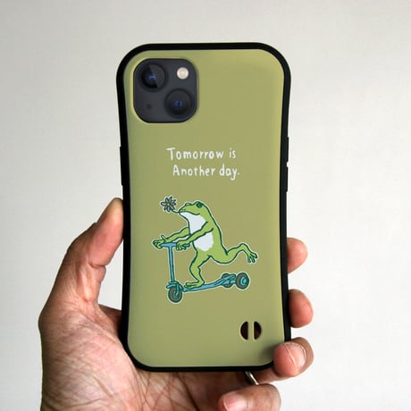 グリップiPhoneケース　カエルコースター（ベージュ）