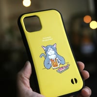 グリップiPhoneケース　猫がビール（イエロー）