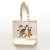 トートバッグ　猫たちお買い物（受注生産・送料無料）