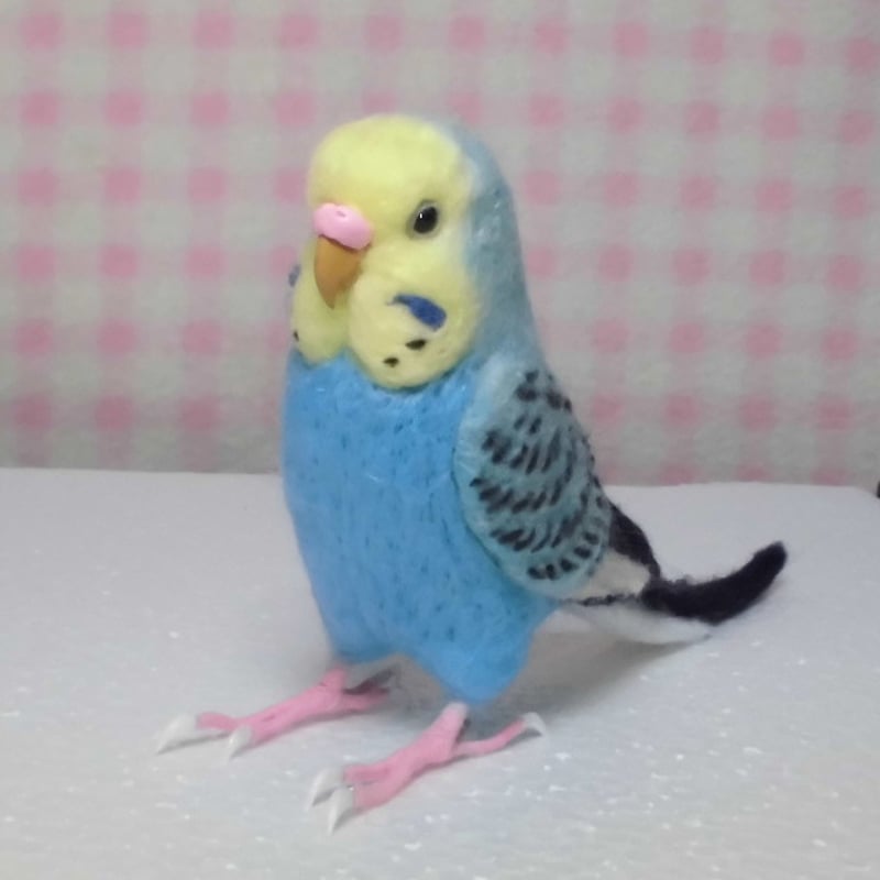受注作成品】セキセイインコ レインボ－オパ－リンスカイブル－ 羊毛