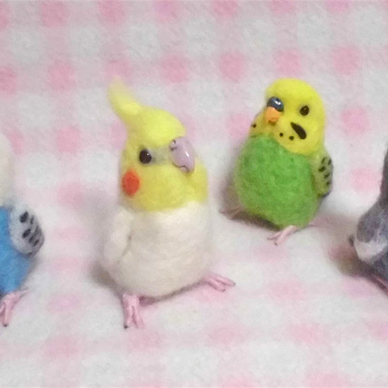 ミニミニサイズ 可愛い シロハラインコ 羊毛フェルト * 受注作成品