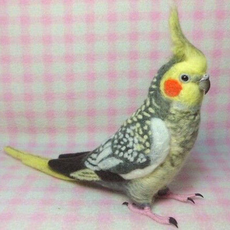 受注作成品】オカメインコ パール（羽色変更可能）羊毛フィギュア