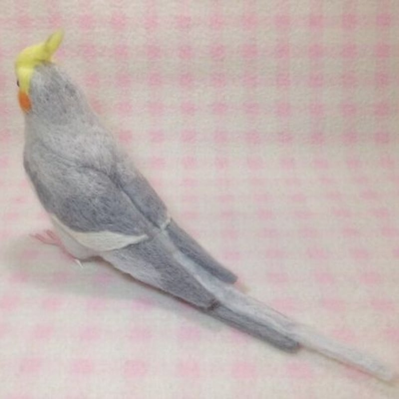 何でも揃う 受注作成品】 羊毛 ノーマル♂☆ライトグレー オカメインコ 羊毛フェルト