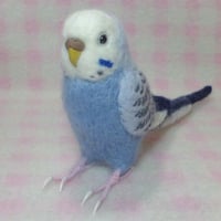 受注作成品】セキセイインコ アルビノ（濃い赤目） 羊毛フィギュア リアルサイズ♪...