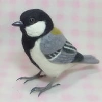 【受注作成品】  ほぼライフサイズ　シジュウカラ　四十雀　羊毛フェルト　野鳥　羊毛ぬいぐるみ　羊毛インコ　メモリアル　工房小鳥屋さん