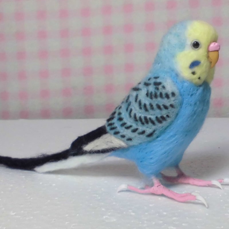 受注作成品】セキセイインコ レインボ－オパ－リンスカイブル－ 羊毛