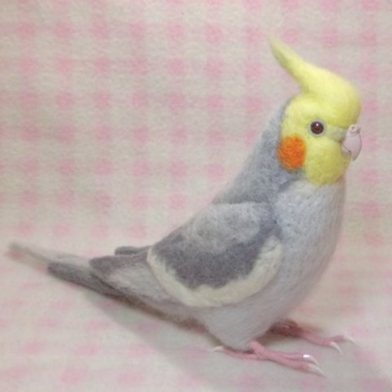 受注作成品】 オカメインコ ノーマル♂☆ライトグレー 羊毛