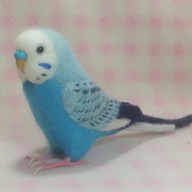 受注作成品】セキセイインコ オパ－リンスカイブル－ 羊毛フィギュア